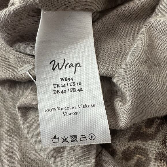 Wrap London Skirt Womens 10 Beige Animal Print Zip Layered Flowy Viscose Midi - Picture 8 of 14